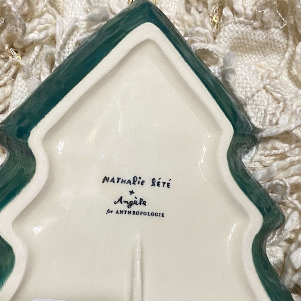 ANTHROPOLOGIE Nathalie Lete Christmas Tree Dessert Plate - Picture 5 of 7